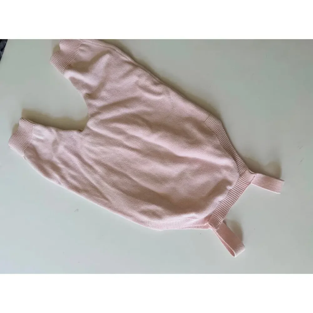 Angel Dear Pink Knit Ruffle Overalls - Baby 6-12M